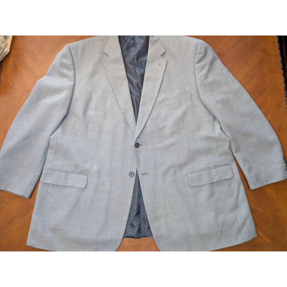 Vintage Bert Pulitzer Houndstooth Sport Coat Blazer Gray Blue Tan Men's 52R